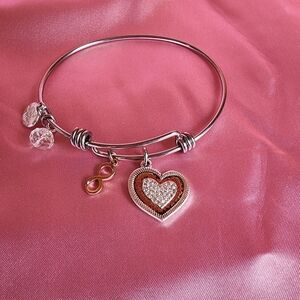 Elegant Silver and Gold Heart Charm Bracelet